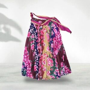Like the Moon Floral Pleated Skirt - Multicolor